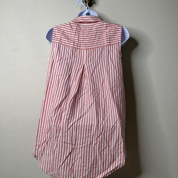 Beach Lunch Lounge Multicolor Striped Sleeveless Button Front Shirt Small - Picture 4 of 6